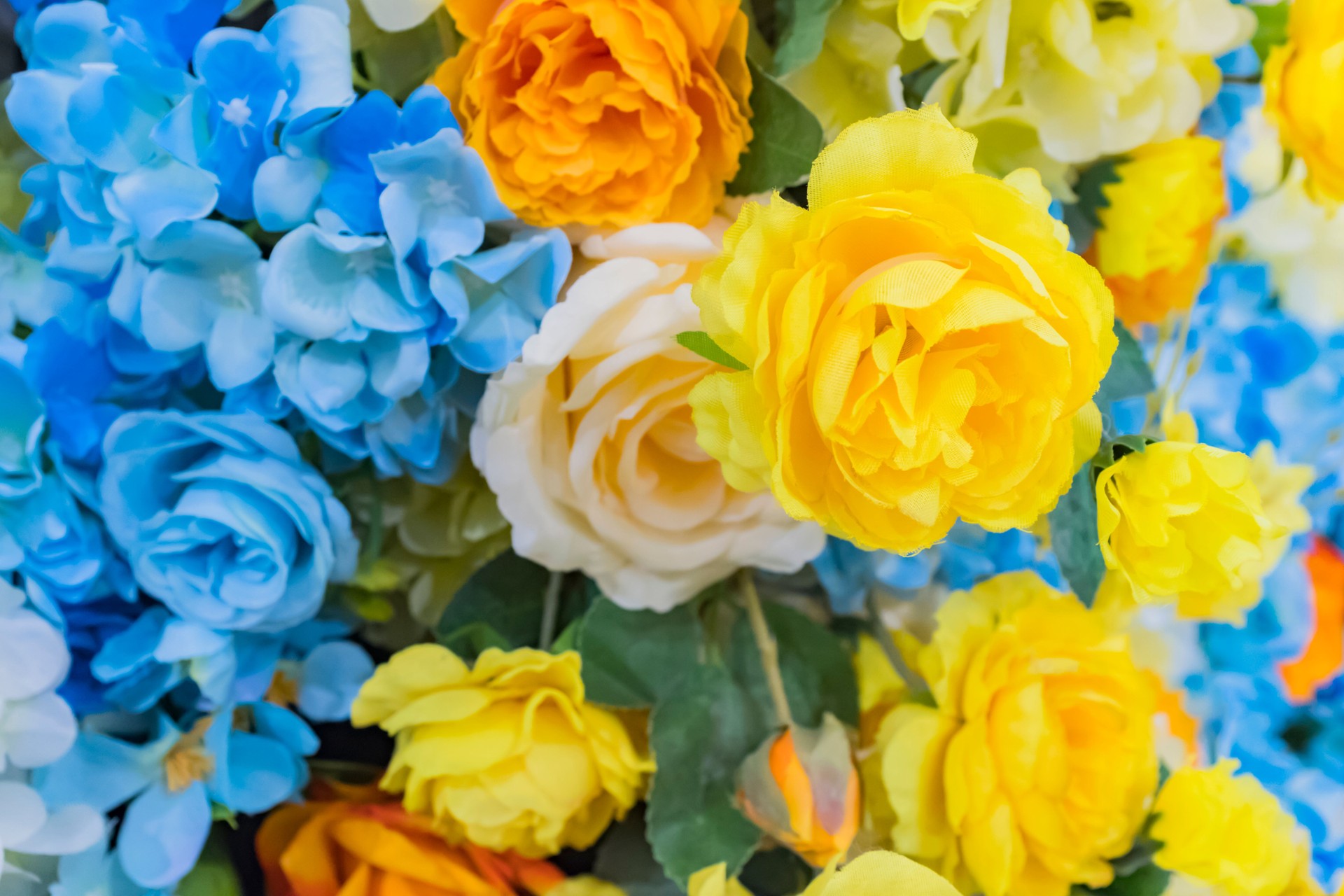 Beautiful artificial flowers close-up
